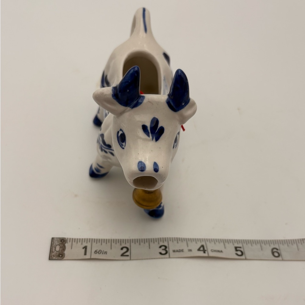 Charming Vintage Hand-painted  Delft Holland Blue and White Ceramic Cow Creamer - Picture 12 of 14